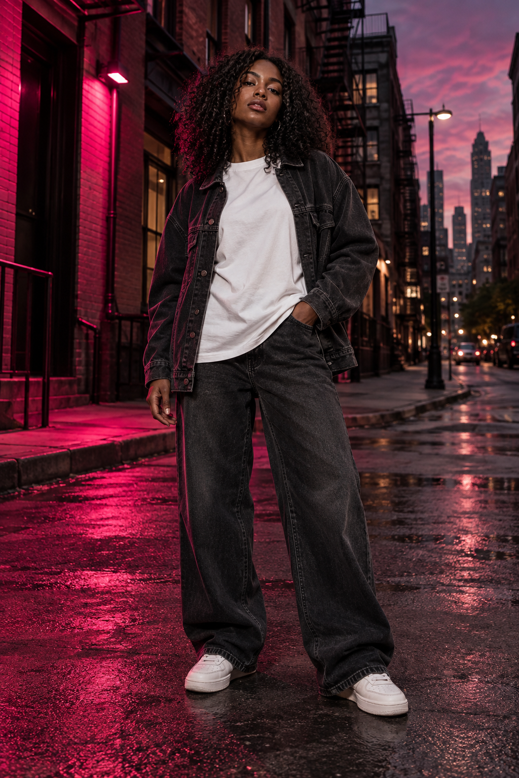 Modelo ficticio con ropa streetwear, escena 2